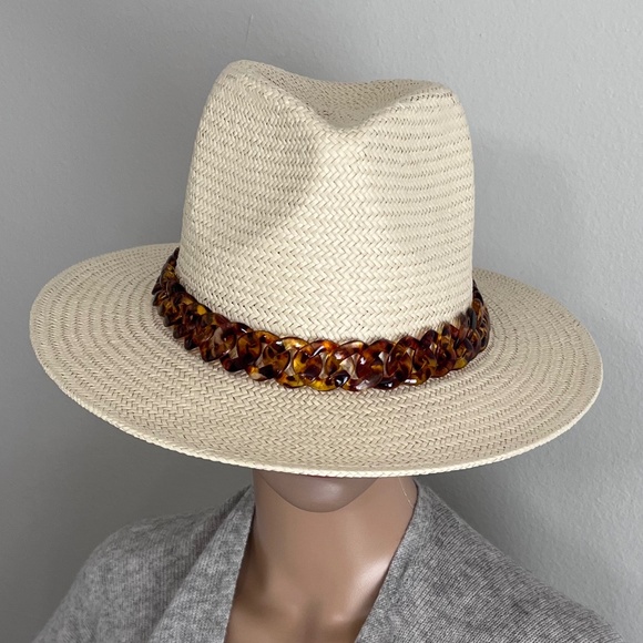 Michael Kors Women’s Straw Chain-Detail Fedora - Picture 3 of 10